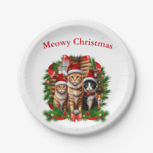 Plato De Papel Feliz Navidad Animales