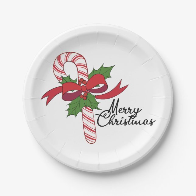 Plato De Papel Feliz Navidad Candy Cane (Anverso)