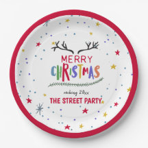 Feliz Navidad, coloridos renos y estrellas