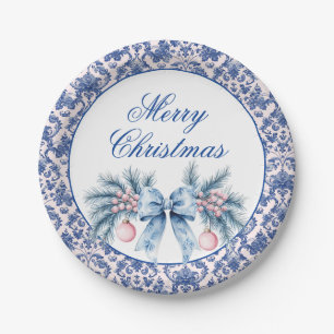 Plato De Papel Feliz Navidad con ornamentos y brío