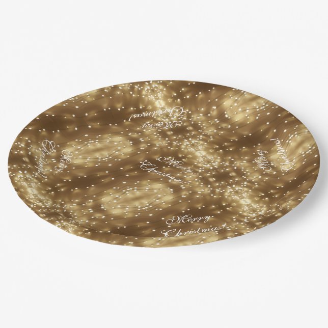 Plato De Papel Feliz Navidad Elegante cadena festiva de luces (Angular)