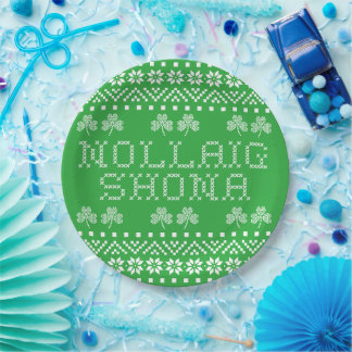 Plato De Papel Feliz Navidad en gaélico irlandés Nollaig Shona