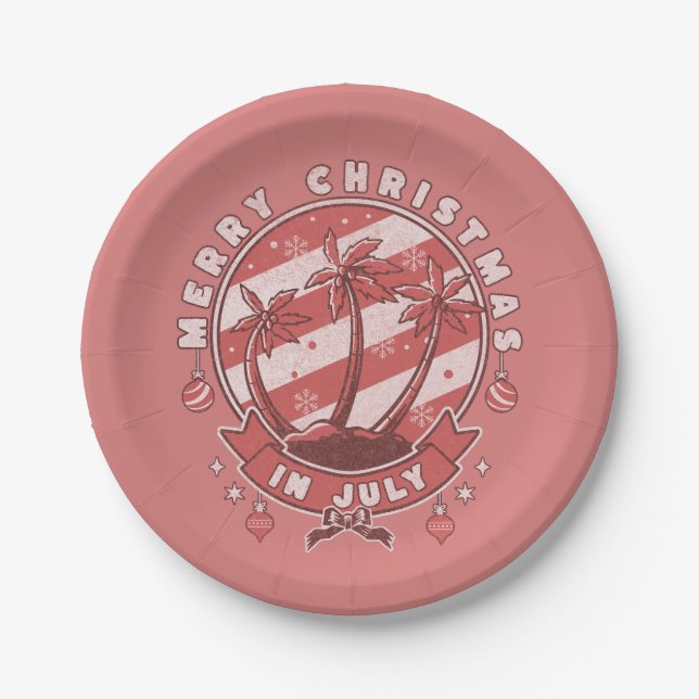 Plato De Papel Feliz Navidad en julio (Anverso)