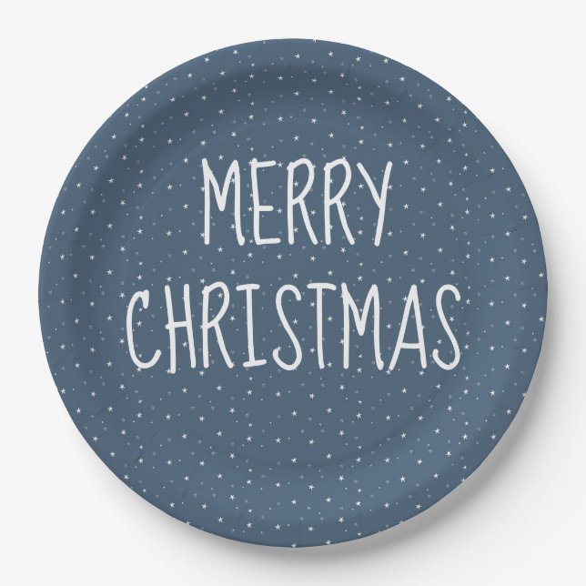 Plato De Papel Feliz Navidad en las estrellas (Anverso)