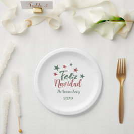 Plato De Papel Feliz Navidad, familia de Navidades modernos