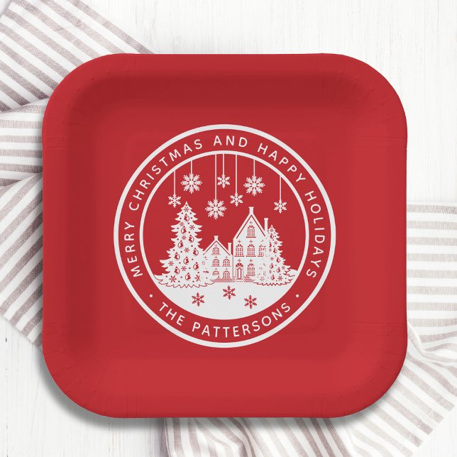 Plato De Papel Feliz Navidad Felices Fiestas Invierno Personaliza (Subido por el creador)