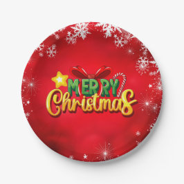 Plato De Papel Feliz Navidad Feliz Navidad Navidad Diversión Verd