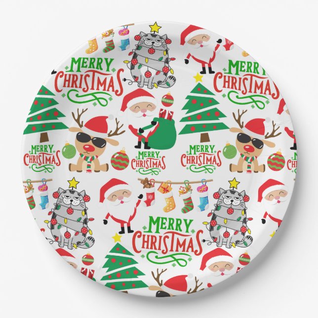 Plato De Papel Feliz Navidad Festividad (Anverso)