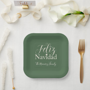 Plato De Papel Feliz Navidad, Fiesta de Navidades modernos