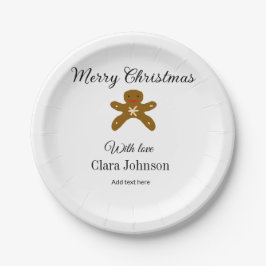 Plato De Papel Feliz Navidad galletas marrón agregar nombre con a