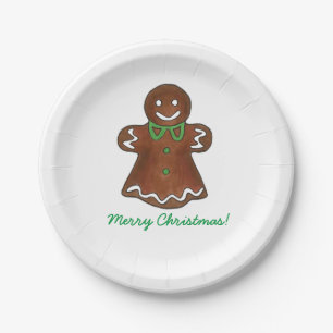 Plato De Papel Feliz Navidad Gingerbread Lady Cookie Plates