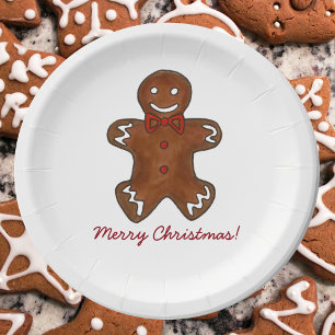 Plato De Papel Feliz Navidad Gingerbread Man Holiday Cookie