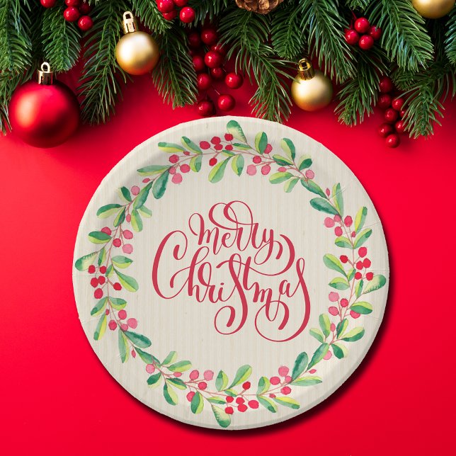 Plato De Papel Feliz Navidad Greens Berries (Subido por el creador)