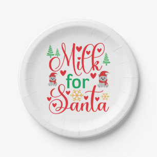 Plato De Papel Feliz Navidad Leche Para Santa