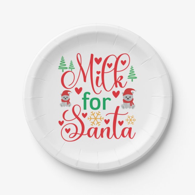 Plato De Papel Feliz Navidad Leche Para Santa (Anverso)