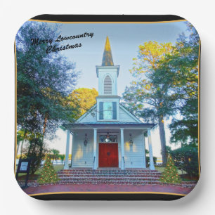 Plato De Papel Feliz Navidad Lowcountry Capilla Palmetto Bluff