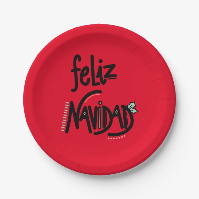 Plato De Papel Feliz Navidad Navidades Fiesta (Anverso)
