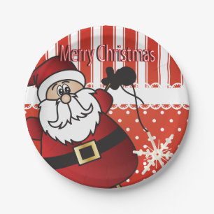 Plato De Papel Feliz Navidad Papá Noel