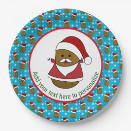 Plato De Papel Feliz Navidad Patata con un sombrero de Santa