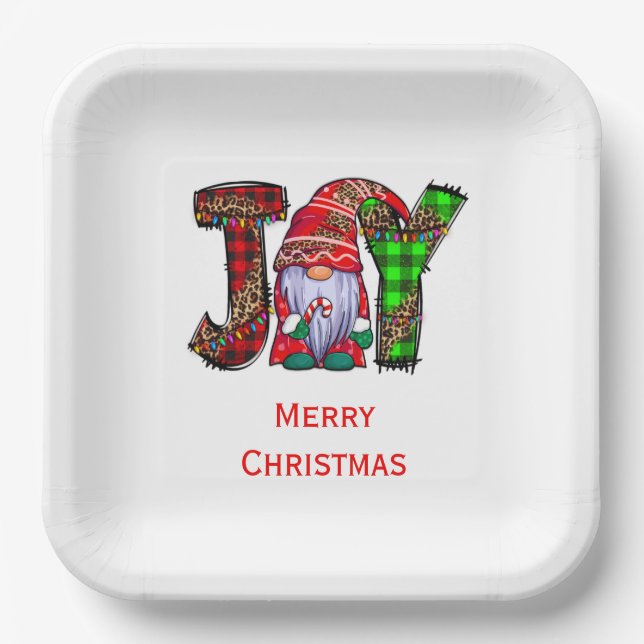 Plato De Papel Feliz Navidad personalizada (Anverso)
