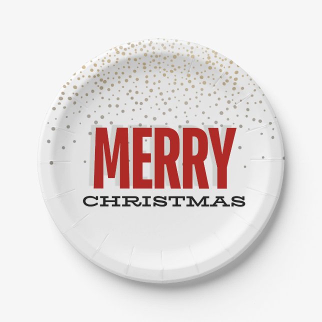 Plato De Papel Feliz Navidad Plates Plata Detalles del Oro (Anverso)