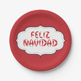 Plato De Papel Feliz Navidad rojo Chile