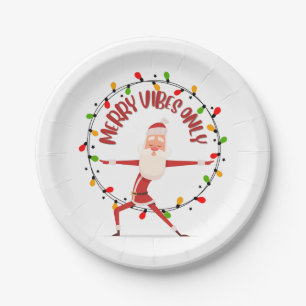 Plato De Papel Feliz Navidad Santa