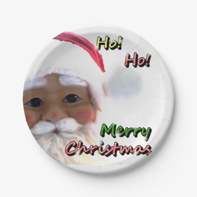 Plato De Papel Feliz Navidad Santa Claus (Anverso)