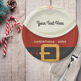 Plato De Papel Feliz Navidad Santa Claus Suit Holiday