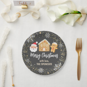 Plato De Papel Feliz Navidad Santa Gingerbread Fiesta de la Casa
