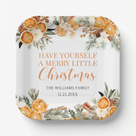 Plato De Papel Feliz Navidad secos naranjas de invierno Papel ser