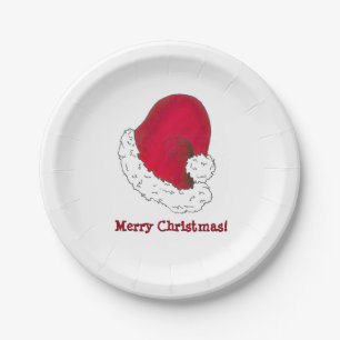 Plato De Papel Feliz Navidad, secreto rojo, Gorra de Santa Claus