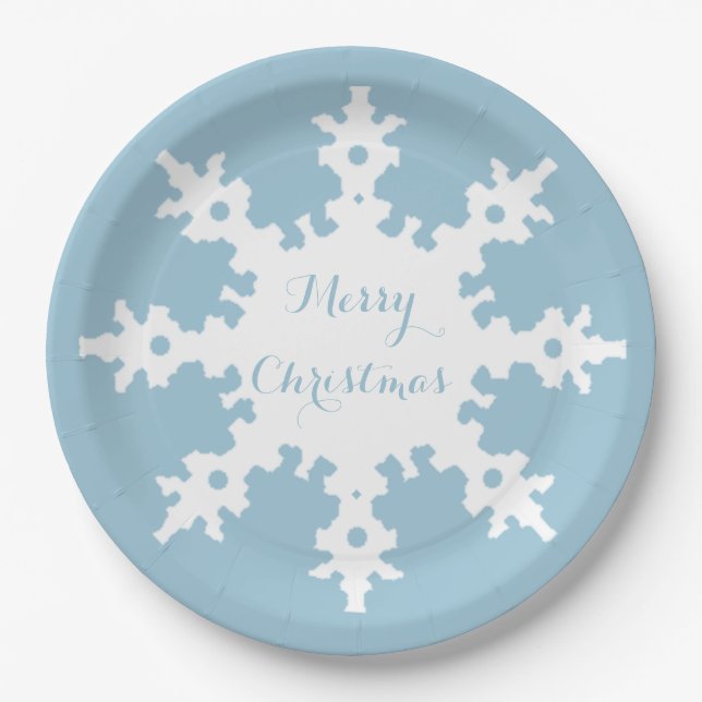 Plato De Papel Feliz Navidad Snowflake (Anverso)