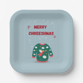 Plato De Papel Feliz Navidad Ugly Sweater Angel