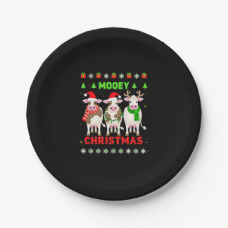 Plato De Papel Feliz Navidad Vaca Navidad Suéter Feo Pijama 
