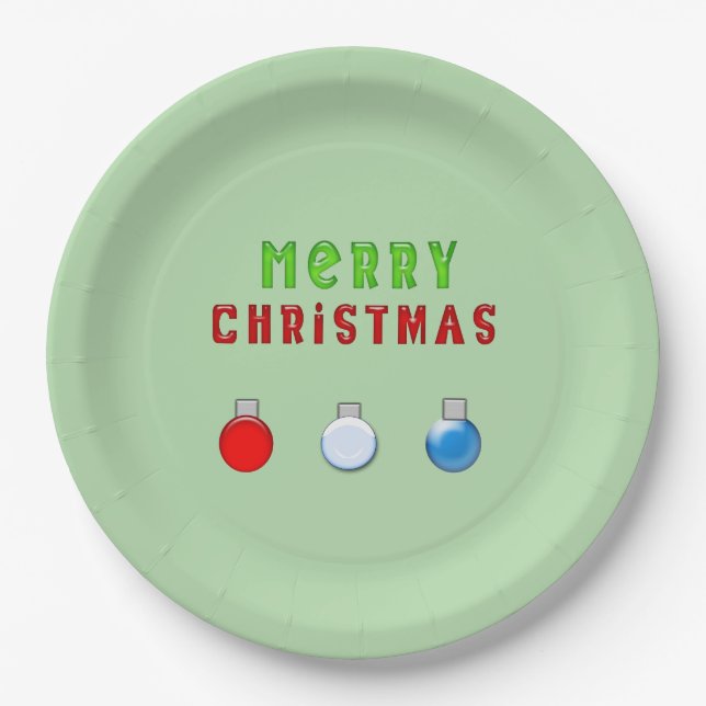 Plato De Papel Feliz Navidad verde (Anverso)