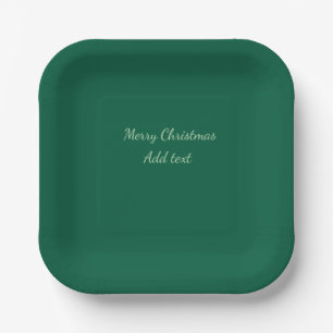 Plato De Papel Feliz Navidad verde plano fondo solo vacaciones