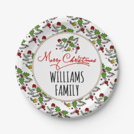 Plato De Papel Feliz Navidad verde verde verde verde y feriados d