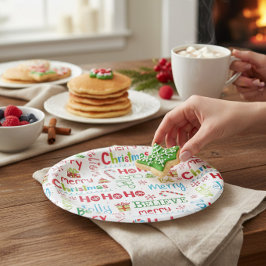Plato De Papel Feliz Navidad Whimsical Moderno Jolly Typography