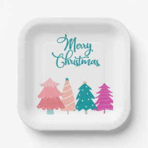 Plato De Papel feliz Navidad y cuaderno de árboles de navidad ros