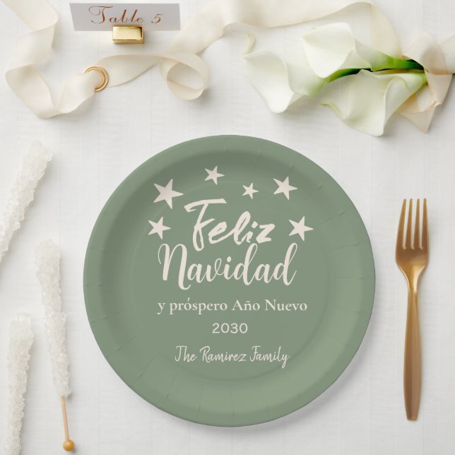 Plato De Papel Feliz Navidad y próspero fiesta de Año Nuevo (Boda)
