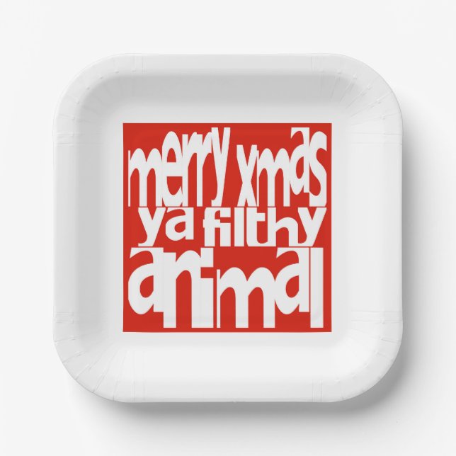 Plato De Papel Feliz Navidad Ya Filthy Animal Paper Plate (Anverso)