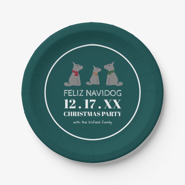 Plato De Papel Feliz Navidog, Navidades al estilo español (Anverso)