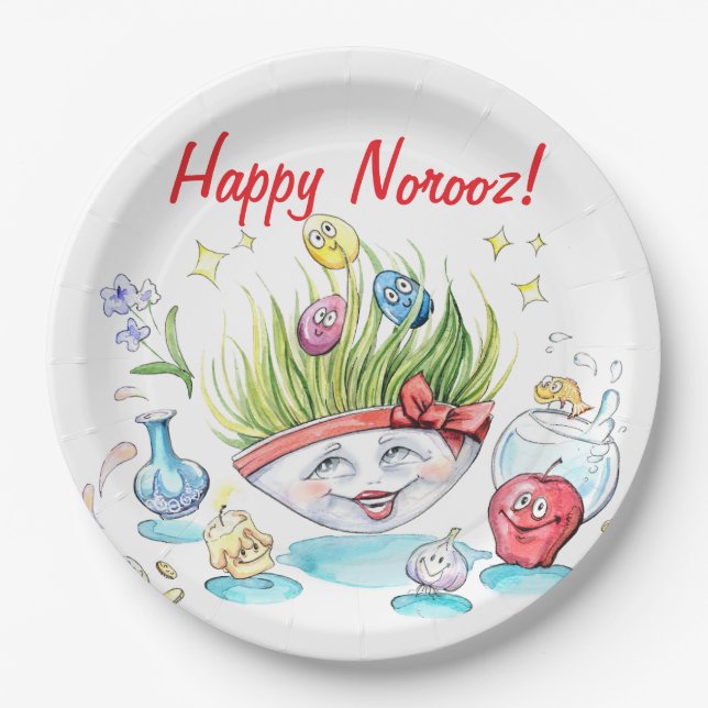 Plato De Papel Feliz Norooz Haft Sin mesa divertida (Anverso)