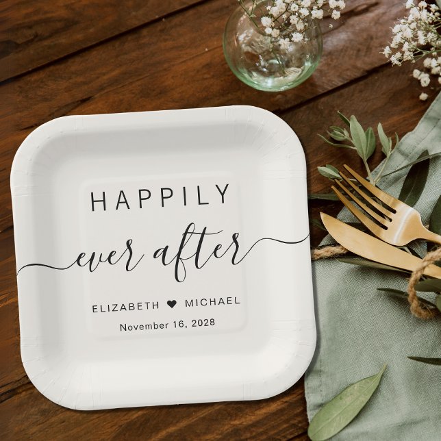 Plato De Papel Feliz Nunca Después De Cream Boda (Subido por el creador)