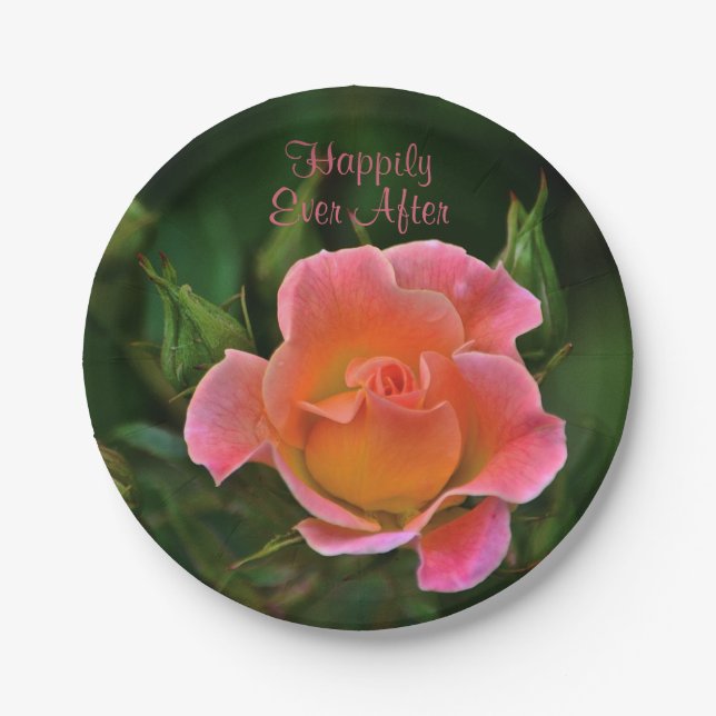 Plato De Papel Feliz Nunca Después Del Rosa (Anverso)