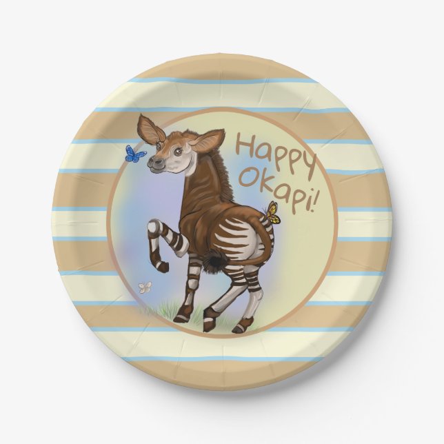 Plato De Papel ¡Feliz Okapi! (Anverso)