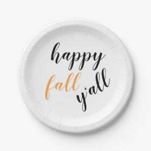 Plato De Papel Feliz Otoño para Todos Festivo Trendy Cita