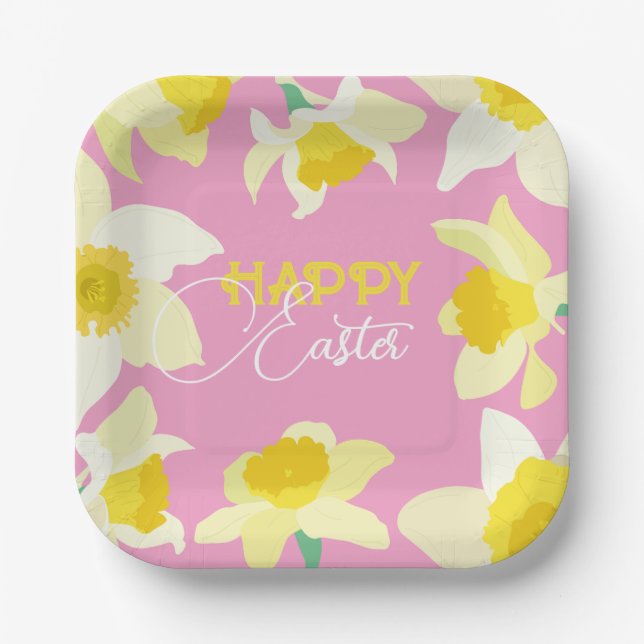 Plato De Papel Feliz Pascua. (Anverso)