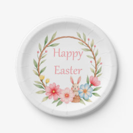 Plato De Papel Feliz Pascua